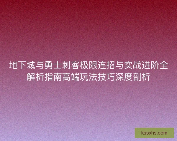 地下城与勇士刺客极限连招与实战进阶全解析指南高端玩法技巧深度剖析